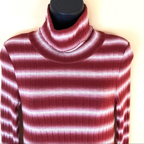 Altar’d State Rayon Stripe Stretch Turtle Neck Long Sleeve Rib Mini Dress Size S - Picture 3 of 14